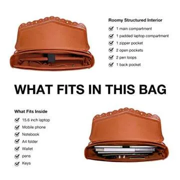 ECOSUSI Womens Briefcase Leather Messenger Laptop Work Bag for Women Fit 15.6" Laptop