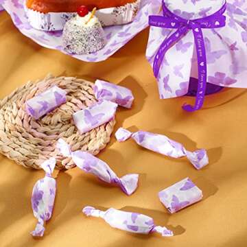 150 Pcs Wax Paper Sheets for Food Butterfly Deli Baking Wrapping Wax Paper Sheets Greaseproof Printed Picnic Wrap Tissue for Hamburger Basket Sandwich Holiday Birthday Party Dessert(Purple)