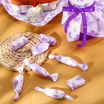 150 Pcs Wax Paper Sheets for Food Butterfly Deli Baking Wrapping Wax Paper Sheets Greaseproof Printed Picnic Wrap Tissue for Hamburger Basket Sandwich Holiday Birthday Party Dessert(Purple)