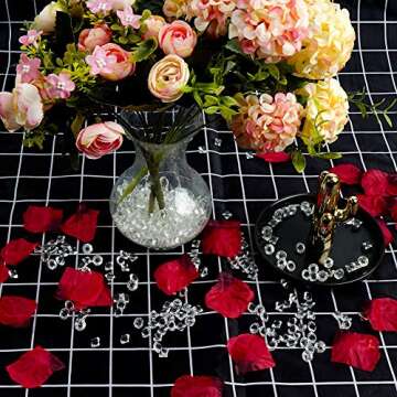 HANSGO Fake Crystals, 500PCS Mini Clear Glass Diamonds Rhinestones Fake Diamond Fake Ice Plastic Diamonds Vase Rocks Centerpiece for Vase Fillers Party Table Centerpiece Decor