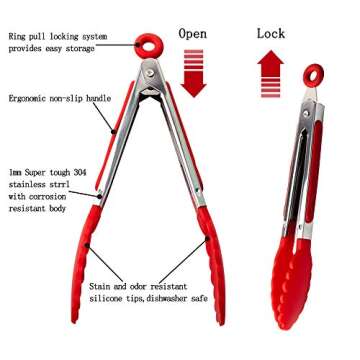 Mr.EV 7Pack Kitchen Tongs Set 7-Inch Color Mini Small Food Tongs with Stainless Steel Silicon Handles and Nylon Tips Heat Resistant Tongs for Cooking,Serving,BBQ,Grilling, Salad and More (Multicolor)