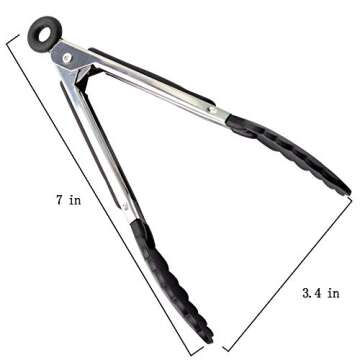 Mr.EV 7Pack Kitchen Tongs Set 7-Inch Color Mini Small Food Tongs with Stainless Steel Silicon Handles and Nylon Tips Heat Resistant Tongs for Cooking,Serving,BBQ,Grilling, Salad and More (Multicolor)