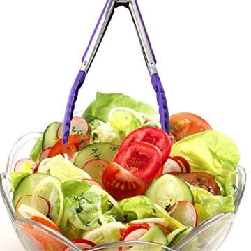 Mr.EV 7Pack Kitchen Tongs Set 7-Inch Color Mini Small Food Tongs with Stainless Steel Silicon Handles and Nylon Tips Heat Resistant Tongs for Cooking,Serving,BBQ,Grilling, Salad and More (Multicolor)