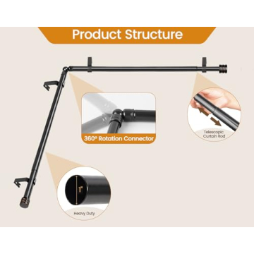 HOTOZON Heavy Duty Corner Curtain Rods 36-72 Inch