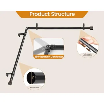 HOTOZON Heavy Duty Corner Curtain Rods 36-72 Inch