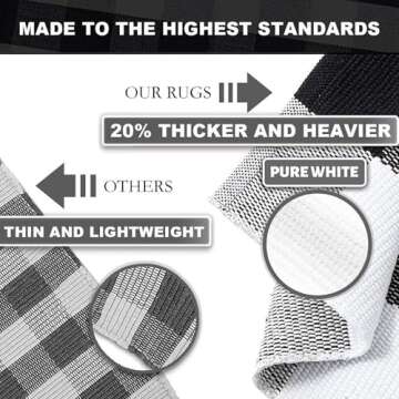 KOZYFLY Buffalo Plaid Area Rugs 3x5 Ft Black and White Checkered Rug Washable Front Door Mat Hand Woven Cotton Outdoor Rug Large Rug for Front Porch Kitchen Entryway Patio Bathroom