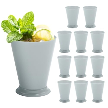 4E's Novelty Mint Julep Plastic Cups 12 Pack 10 Oz Bulk - for Kentucky Themed Derby Party Supplies D...