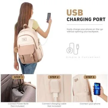 WINDARS Stylish Backpack for Teens with USB Charging