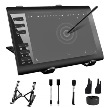 TeinenRon Graphics Drawing Tablet with Stand - 10x6 Inch Drawing Tablet with 8192 Level Pen and 12 H...