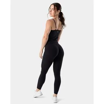 Kamo Fitness Featherlite Enhance 27" Hidden Scrunch No Front Seam Workout Leggings for Women, Butt Lifting -Tummy Control Compression Workout Gym Yoga Pants, High Waist & Buttery Soft (Black, S)