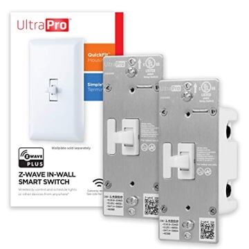 UltraPro Z-Wave Smart Light Switch, Smart Toggle Light Switch, QuickFit & SimpleWire, 3-Way Ready, W...