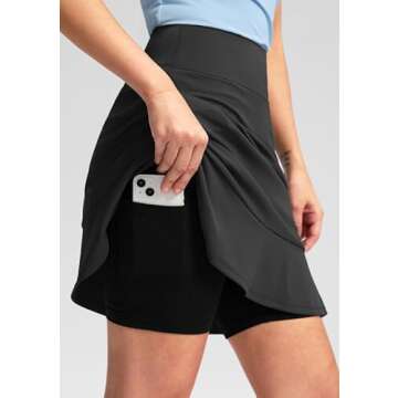 Viodia 20" Knee Length Skorts Skirts for Women with Pockets High Waisted Athletic Tennis Golf Skort for Casual Summer