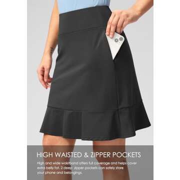Viodia 20" Knee Length Skorts Skirts for Women with Pockets High Waisted Athletic Tennis Golf Skort for Casual Summer