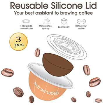VIVI SKY Reusable Coffee Capsule Lids Work with Nespresso Pods Vertuoline,Food Grade Silicon Caps Us...