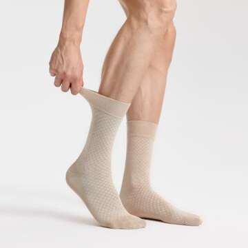 VRD Mens Dress Socks, Bamboo Rayon Mens Socks, 5-Pack, Crew Socks, Honeycomb Socks, Mid Calf Socks F...