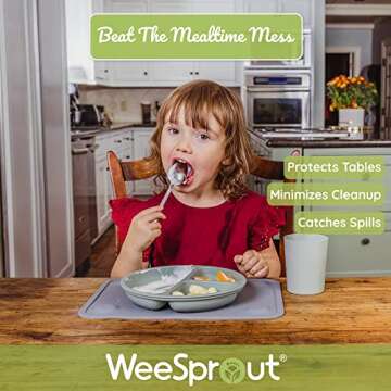 WeeSprout Silicone Suction Placemats for Babies, Toddlers & Kids, Durable Food Grade Silicone with N...