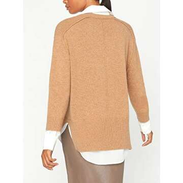 Layered V-Neck Cashmere Blend Sweater for Women