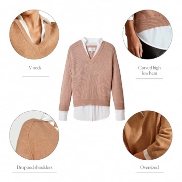 Layered V-Neck Cashmere Blend Sweater for Women