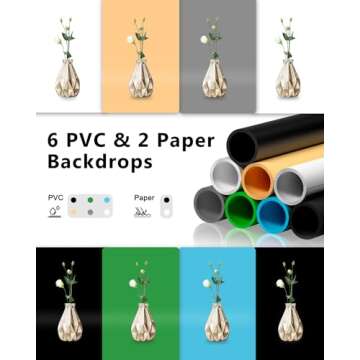 DUCLUS Light Box Photography, 16x16 inch Portable Photo Studio Box with 160 LED Dimmable Lights, 6 PVC & 2 Paper Backdrops for Product Photography.