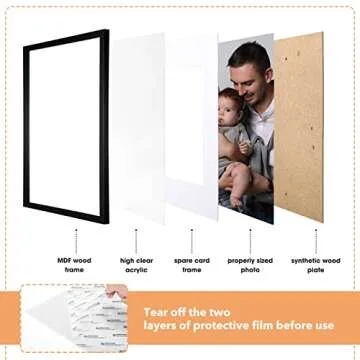 SYNTRIFIC 12x16 Black Picture Frames Set of 6, Photo Frame 8.5x11 with Mat or 12x16 Without Mat, Photo Collage Frames for Wall Mounting and Tabletop Display