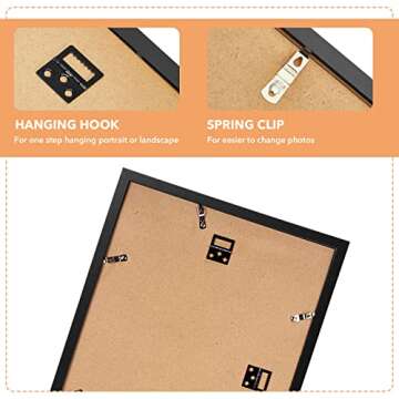 SYNTRIFIC 12x16 Black Picture Frames Set of 6, Photo Frame 8.5x11 with Mat or 12x16 Without Mat, Photo Collage Frames for Wall Mounting and Tabletop Display