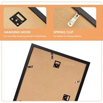 SYNTRIFIC 12x16 Black Picture Frames Set of 6, Photo Frame 8.5x11 with Mat or 12x16 Without Mat, Photo Collage Frames for Wall Mounting and Tabletop Display