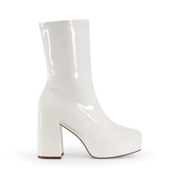 DREAM PAIRS Women's Mid Calf Gogo Boots Platform High Chunky Block Heel Square Toe Ankle Boots,Size ...