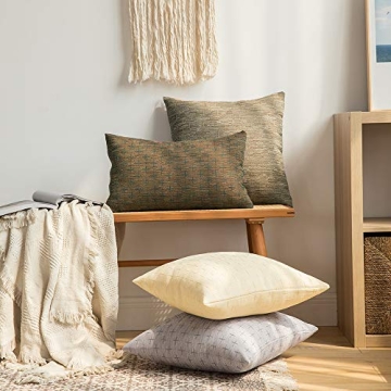 MIULEE Decorative Burlap Linen Throw Pillow Covers 18x18