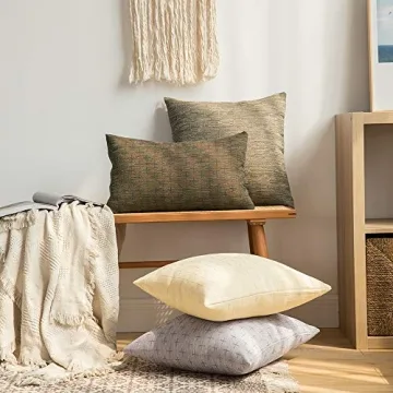 MIULEE Decorative Burlap Linen Throw Pillow Covers 18x18