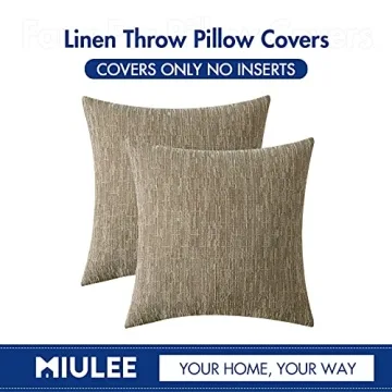 MIULEE Decorative Burlap Linen Throw Pillow Covers 18x18