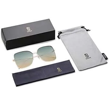 SOJOS Classic Trendy Square Oversized Sunglasses Womens Mens UV400 Big Large Designer Shades SJ1082, Gold/Green&Brown