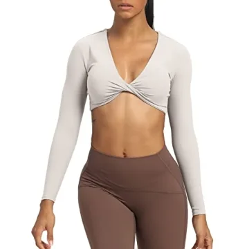 Aoxjox Sienna Twist Deep V Workout Crop Top for Women