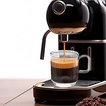 Rechano Glass Coffee Mugs Set with Lids and Spoons - 12 oz