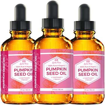 Leven Rose Organic Pumpkin Seed Oil for Hair Growth 1 oz, 100% Pure, Cold Pressed Pumpkin Oil for Damaged Hair, Dry Skin and Nails