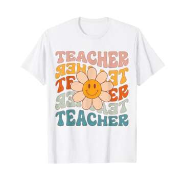 Retro Teacher Daisy Colorful - Elementary School Teacher T-Shirt