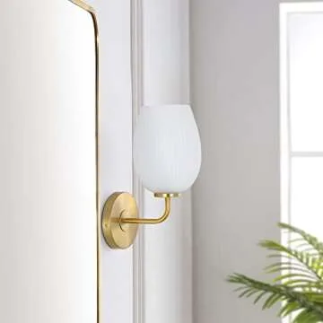 SAFAVIEH Idina Contemporary Brass & White Wall Sconce - Elegant Lighting for Any Space