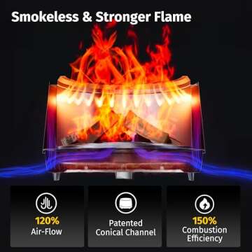 EAST OAK Fuoco Smokeless Fire Pit 21'' - Portable Outdoor Fire Pit with Carry Bag