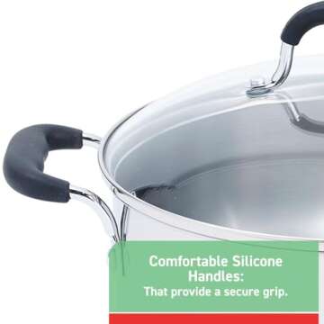 T-fal Specialty Stainless Steel Stockpot 12 Quart Oven Safe 350F Pots and Pans, Cookware Silver