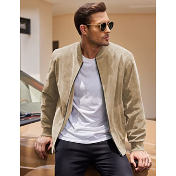 Stylish COOFANDY Faux Suede Bomber Jacket for Men