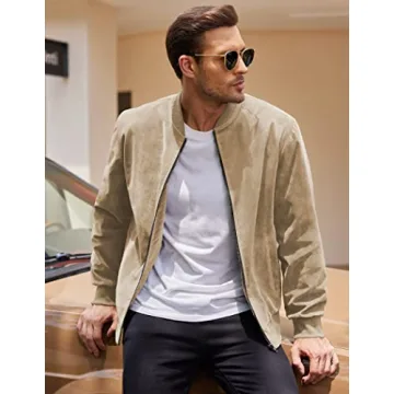 Stylish COOFANDY Faux Suede Bomber Jacket for Men