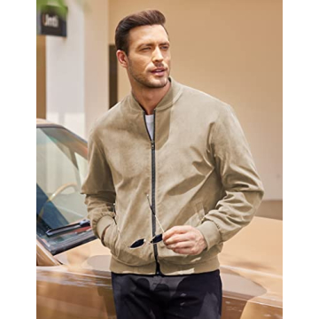 Stylish COOFANDY Faux Suede Bomber Jacket for Men