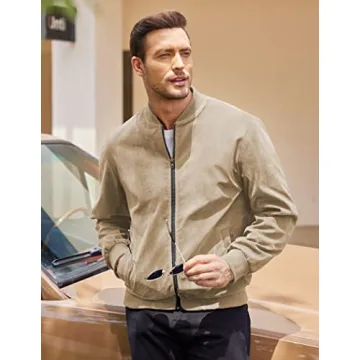Stylish COOFANDY Faux Suede Bomber Jacket for Men