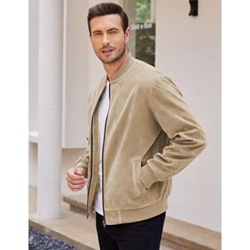 Stylish COOFANDY Faux Suede Bomber Jacket for Men