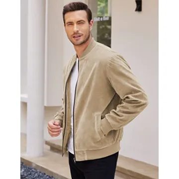 Stylish COOFANDY Faux Suede Bomber Jacket for Men