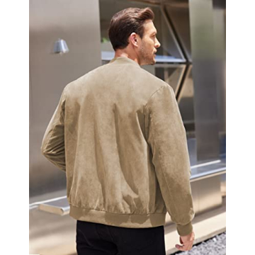 Stylish COOFANDY Faux Suede Bomber Jacket for Men