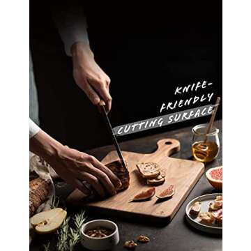 Befano Black Walnut Square Cutting Board for Kitchen with Handle, Serving Tray, Bread Tray, Pizza Plate, Crackers Platter, Chopping Board for Meat, Bread, Gift Box Included(10x16x0.8Inches)