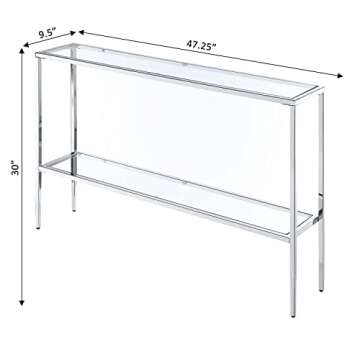 Convenience Concepts Nadia Chrome Console Table, Clear Glass / Chrome