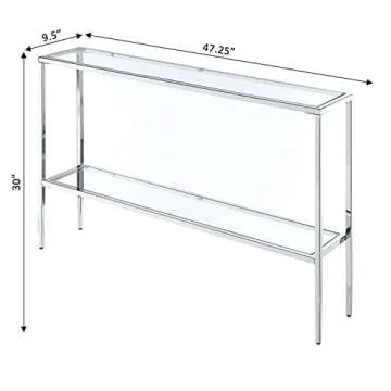 Convenience Concepts Nadia Chrome Console Table, Clear Glass / Chrome