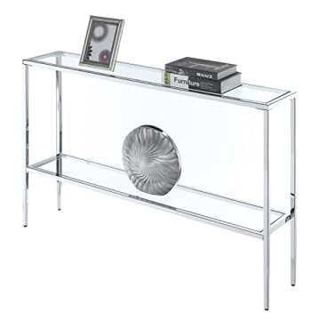 Convenience Concepts Nadia Chrome Console Table, Clear Glass / Chrome