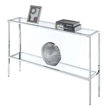Convenience Concepts Nadia Chrome Console Table, Clear Glass / Chrome